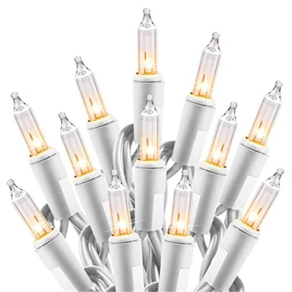 Clear Christmas String Lights 100 Count 25Ft White Wire Mini Lights